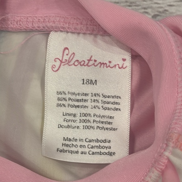 Floatimini Baby Girls One Piece Swimsuit- Pink and Multicolor Stripes - Picture 2 of 5